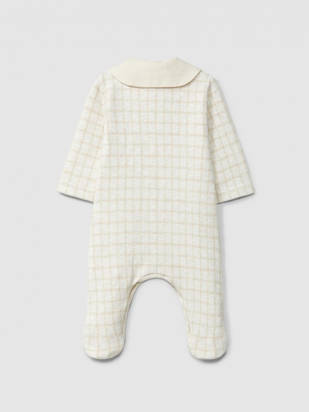 Babygrow en maille jacquard avec d�tail de broderie au col