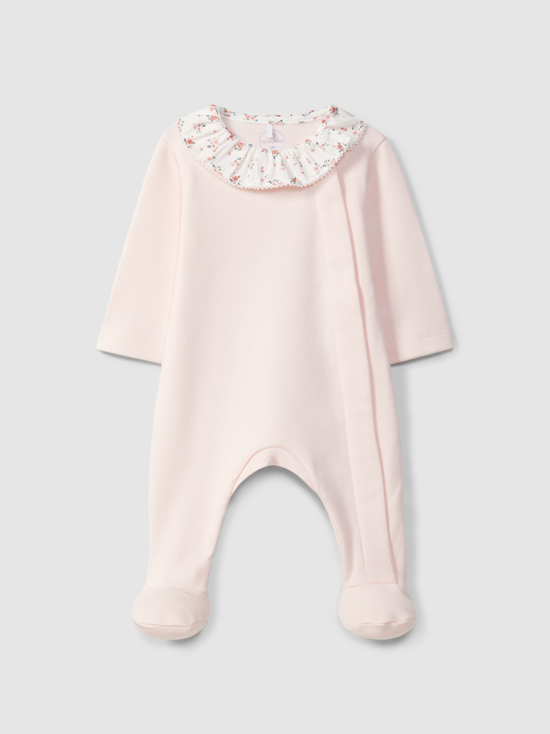 Mono de bebé con cuello de volante con flores