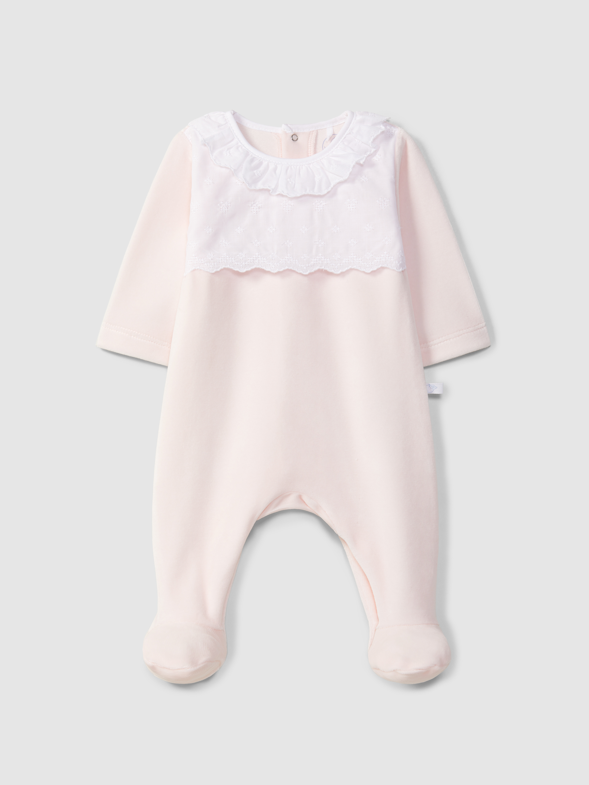 Babygrow em veludo com bordado ponto cruz