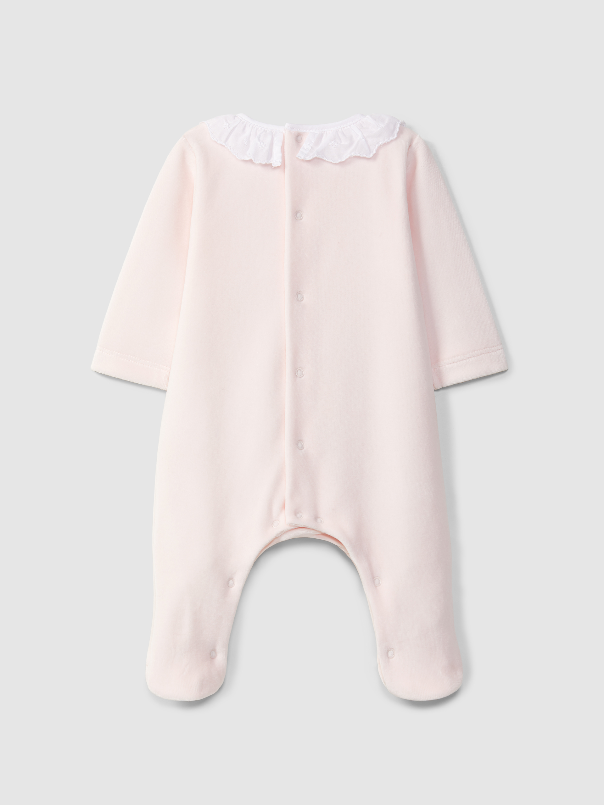 Babygrow em veludo com bordado ponto cruz
