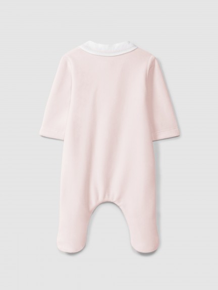 Babygrow en velours cannelé avec boutons décoratifs et détail en point de croix Babygrow en velours cannelé avec boutons décoratifs et détail en point de croix