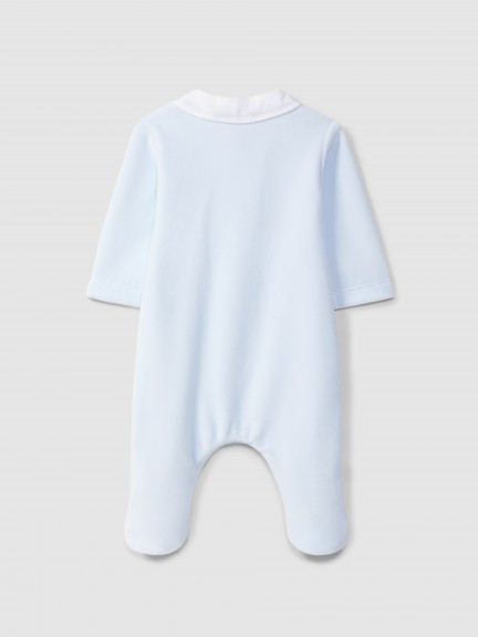 Babygrow en velours cannelé avec boutons décoratifs et détail en point de croix Babygrow en velours cannelé avec boutons décoratifs et détail en point de croix