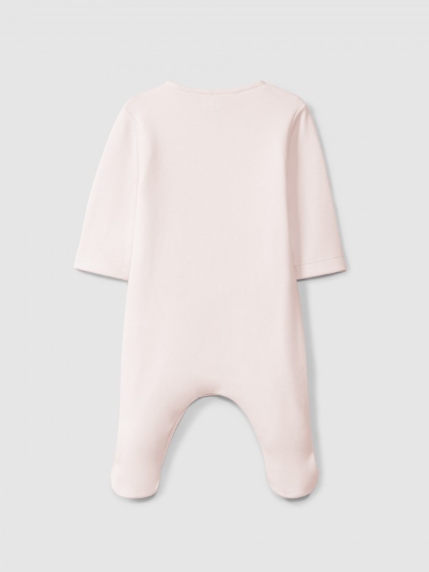 Babygrow with cross stitch embroidery detail Babygrow with cross stitch embroidery detail