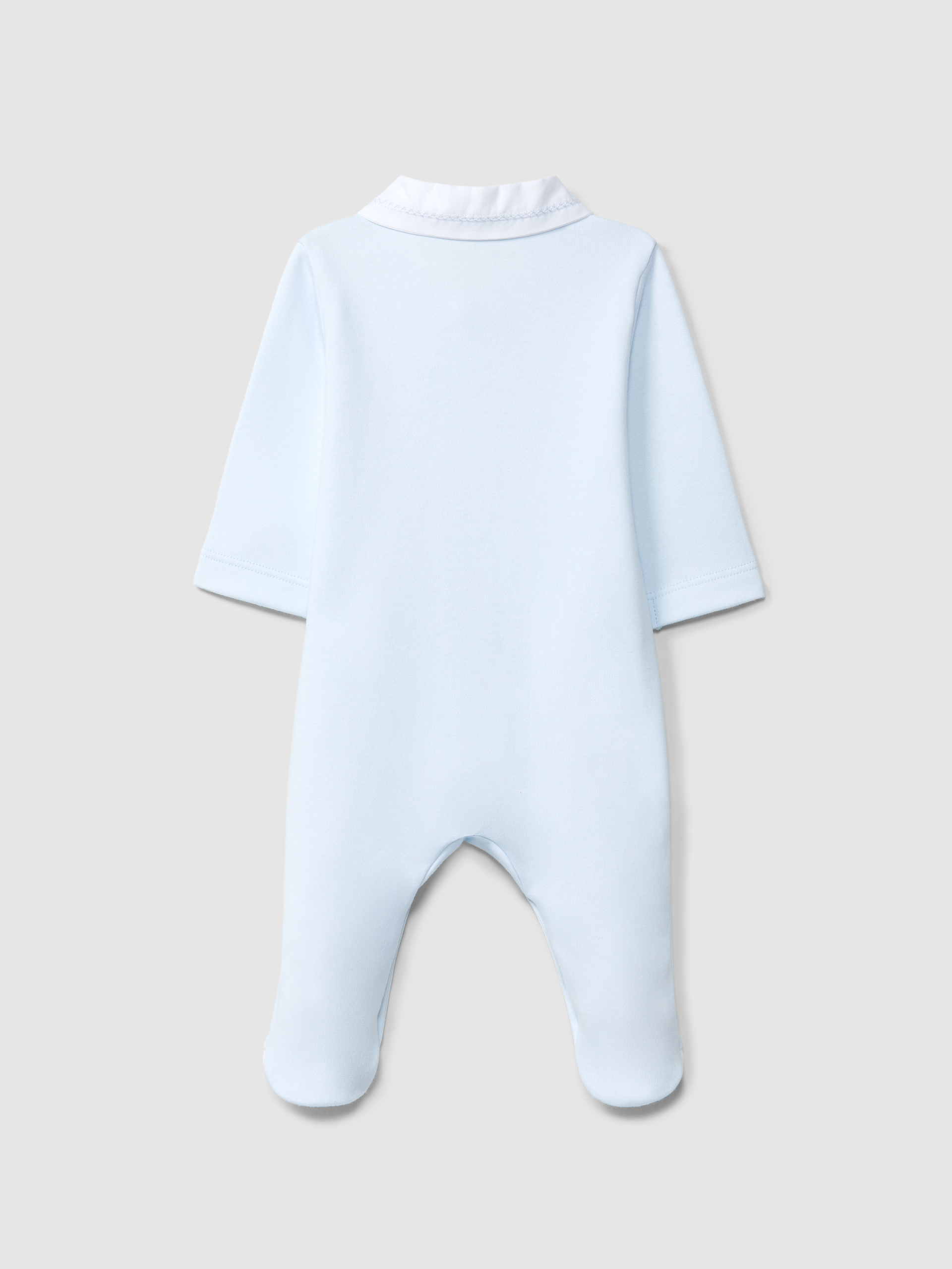 Babygrow à col en V et détail en point de croix