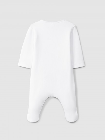 Babygrow with cross stitch embroidery detail Babygrow with cross stitch embroidery detail