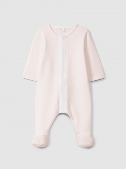 Babygrow with cross stitch embroidery detail Babygrow with cross stitch embroidery detail