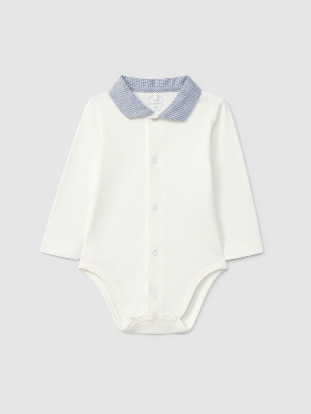 Body gola de bico micro-vichy Body gola de bico micro-vichy