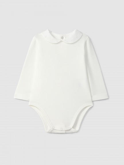 Body gola redonda com pintas bordadas Body gola redonda com pintas bordadas