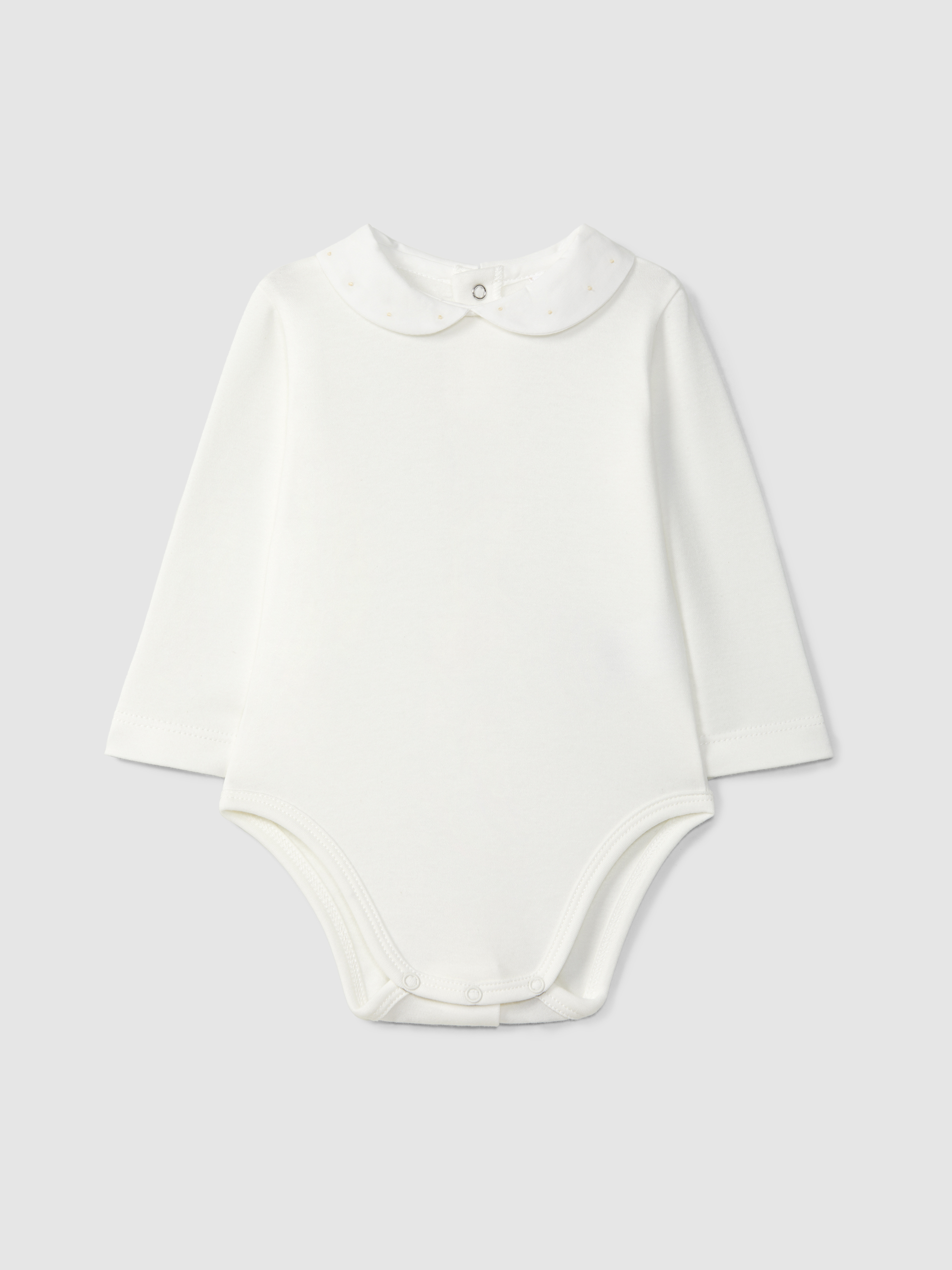 Bodysuit round collar with embroidered polka dots