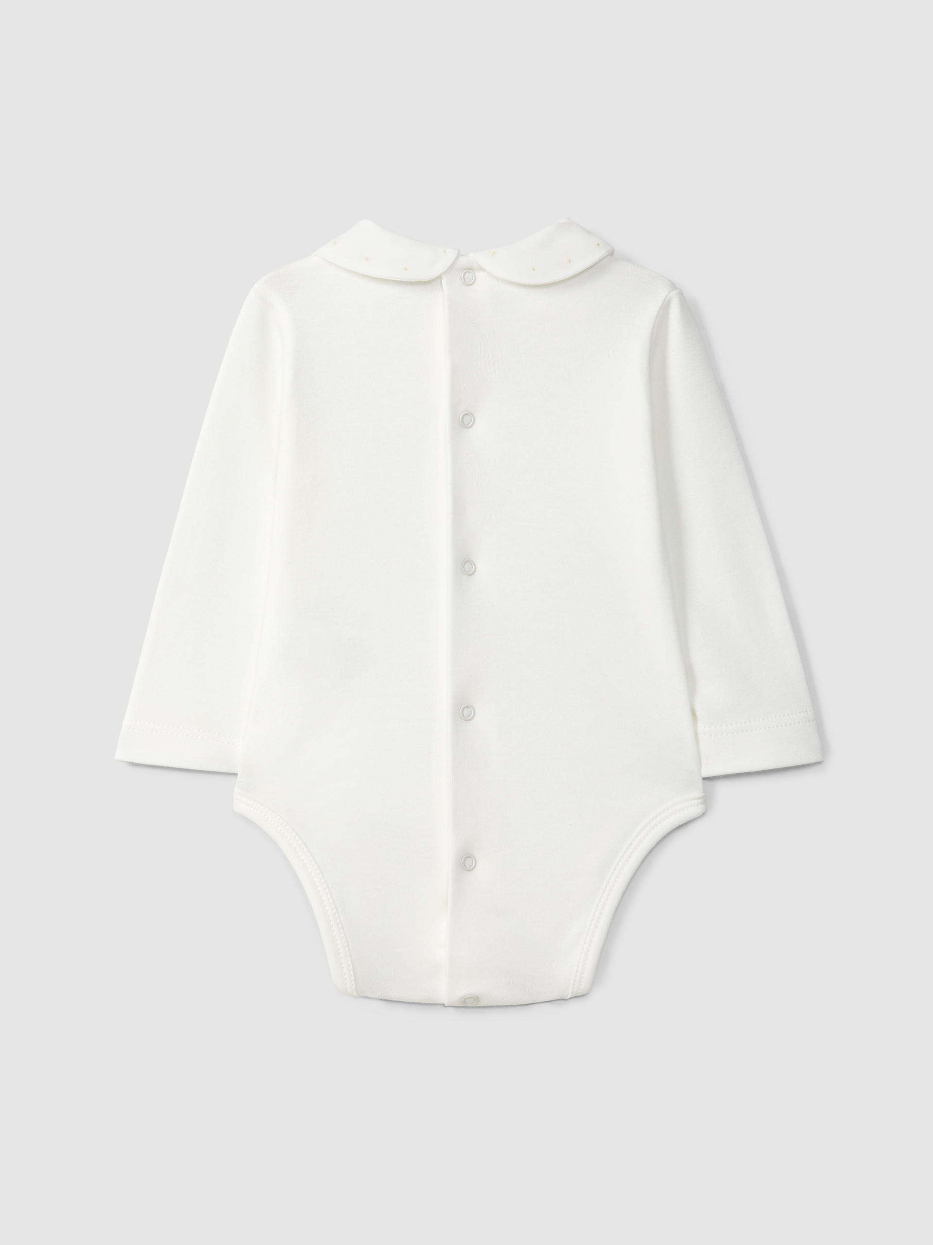 Bodysuit round collar with embroidered polka dots