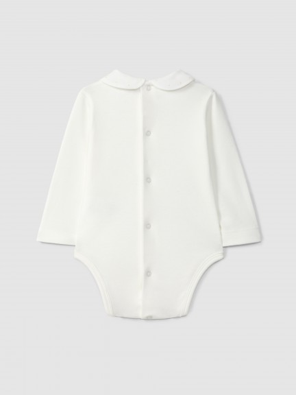Body gola redonda com pintas bordadas Body gola redonda com pintas bordadas