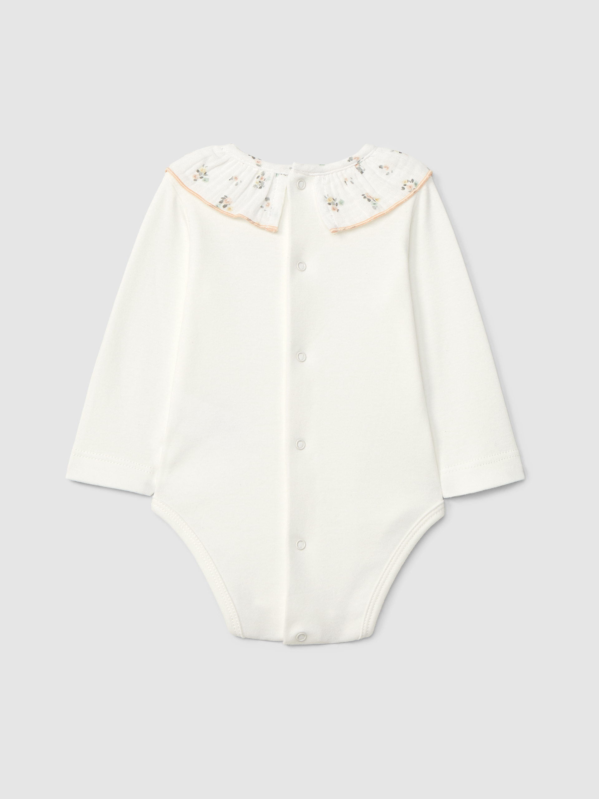 Bodysuit ruffled collar in floral gauze