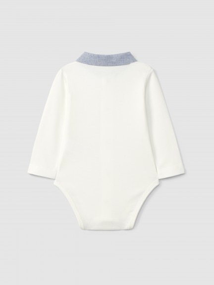 Bodysuit micro-vichy pointy collar Bodysuit micro-vichy pointy collar