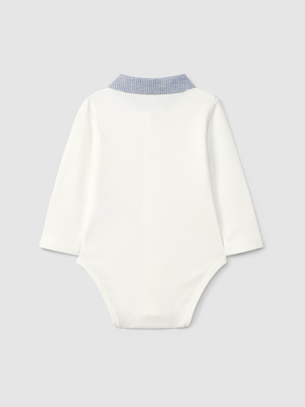 Body gola de bico micro-vichy Body gola de bico micro-vichy