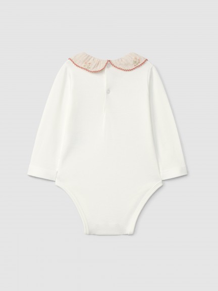 Bodysuit with floral collar Bodysuit with floral collar