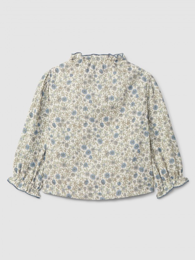 Blouse fleurs avec détail à volant Blouse fleurs avec détail à volant
