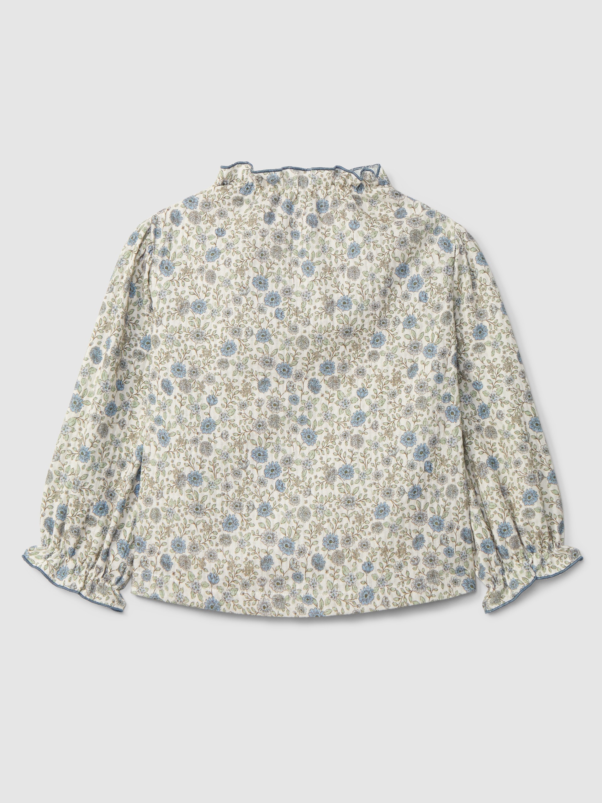 Blouse fleurs avec détail à volant
