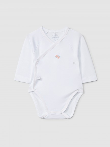 Plain crossover bodysuit with embroidered detail