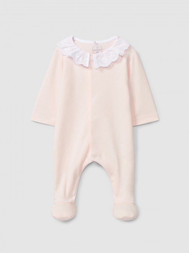 Pelele con cuello de volante bordado ingl�s