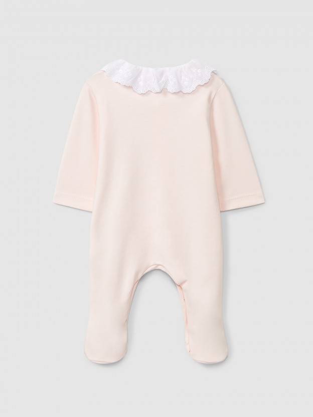 Pelele con cuello de volante bordado ingl�s