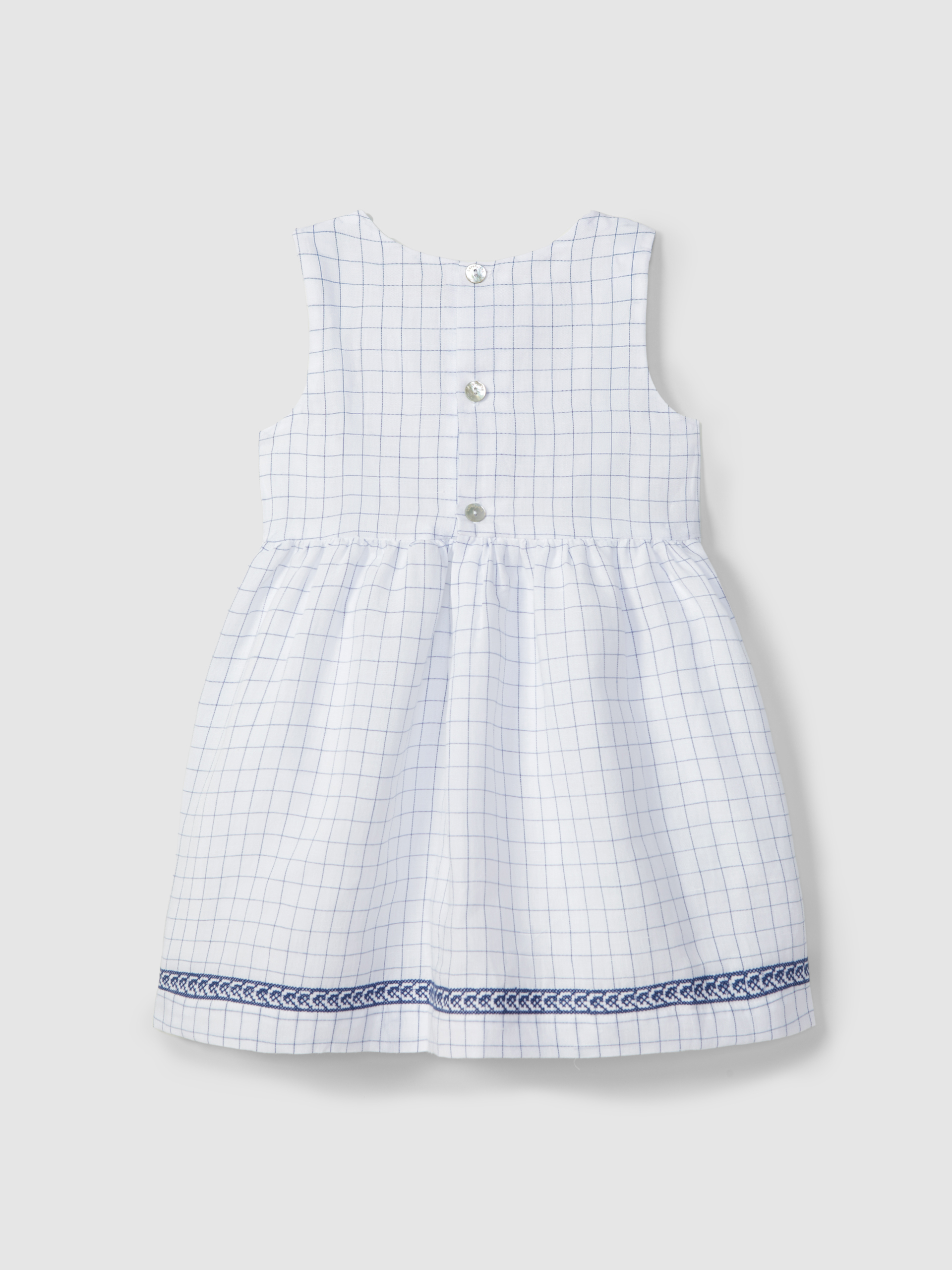 Checkered fabric dress with cross stitch embroidery