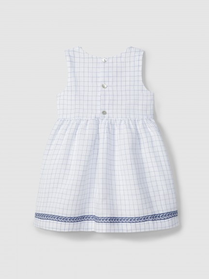 Vestido em tecido quadricula com bordado ponto de cruz Vestido em tecido quadricula com bordado ponto de cruz