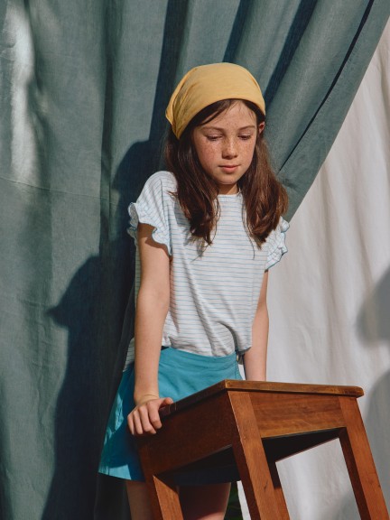 Striped T-shirt with ruffled sleeves Striped T-shirt with ruffled sleeves