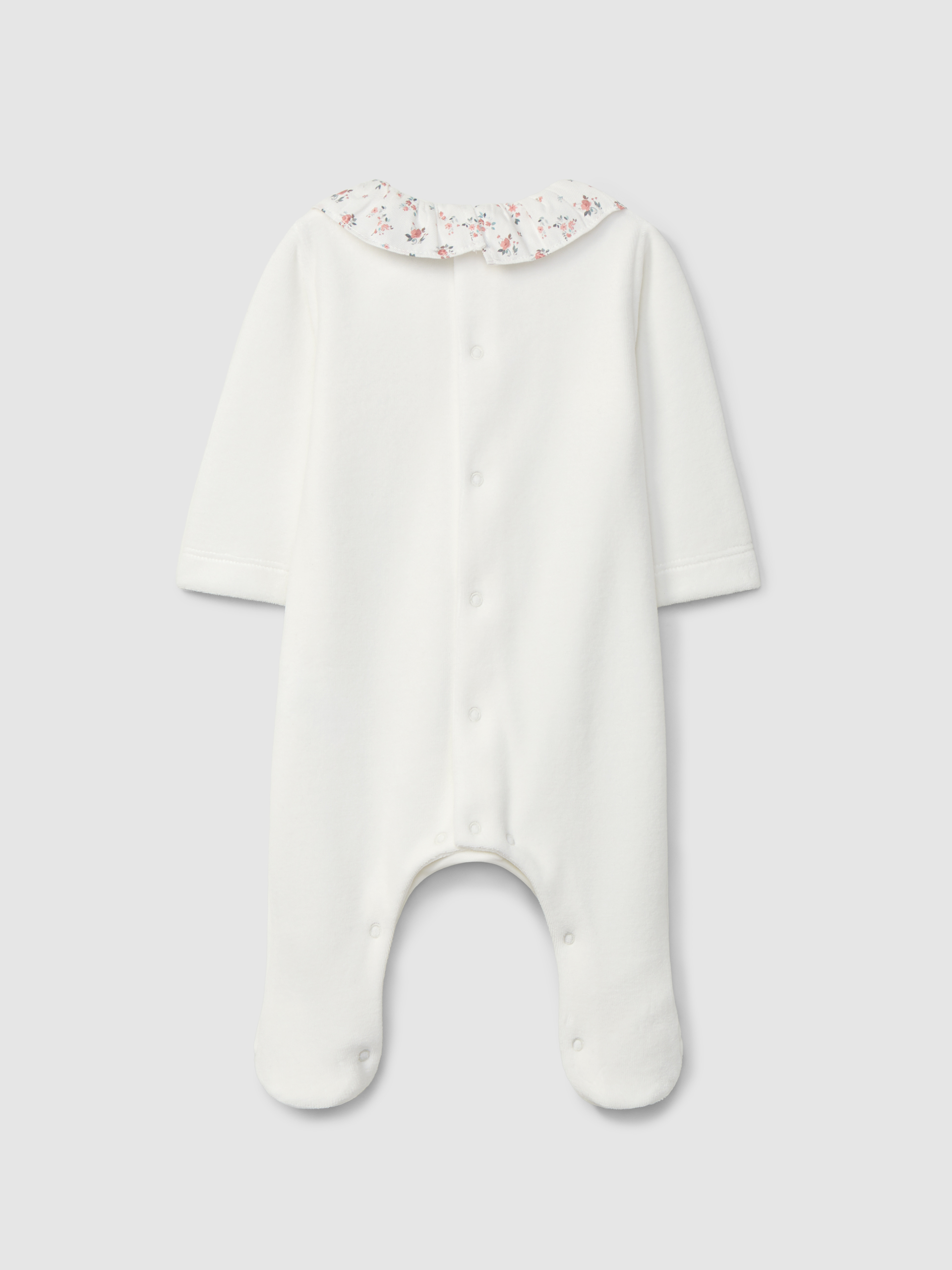 Babygrow en velours à col à volant et smocks