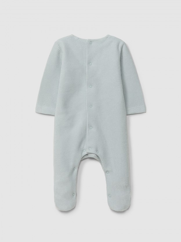 Babygrow in organic cotton with embroidered detail