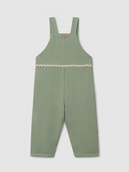 Dungarees with embroidered detail and rickrack Dungarees with embroidered detail and rickrack
