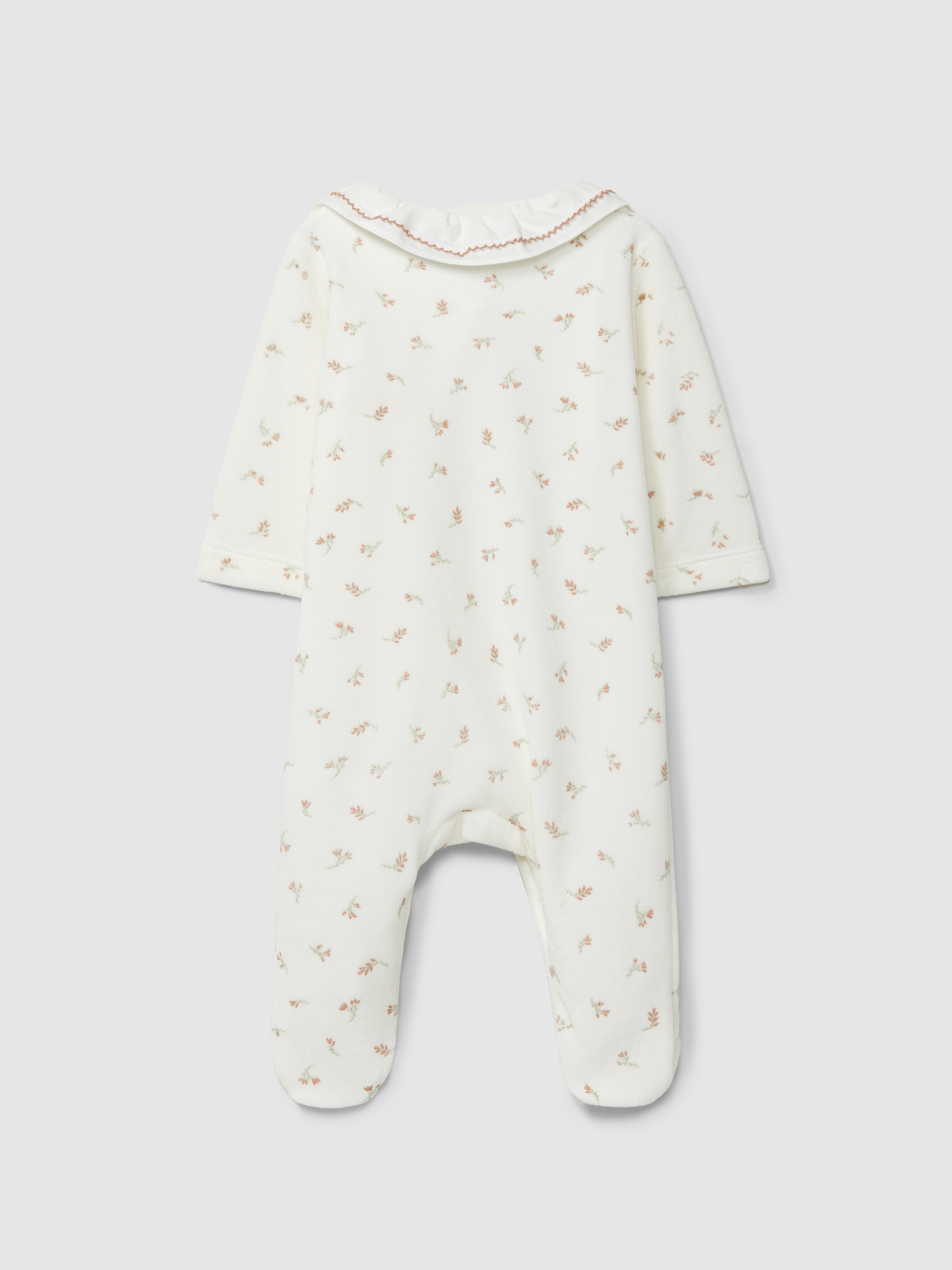 Babygrow en velours imprimé avec fleurs et col à volant