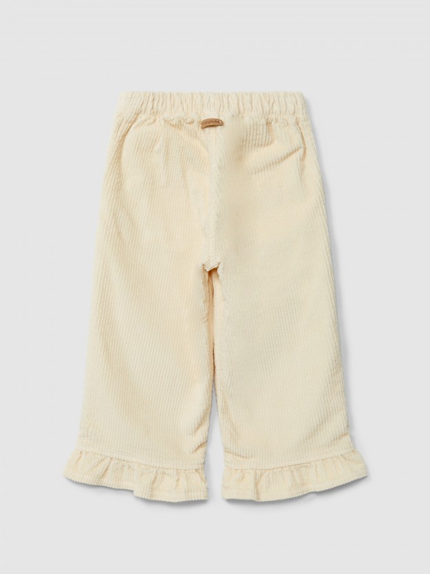 Pull-up pants in corduroy with ruffled detail Pull-up pants in corduroy with ruffled detail