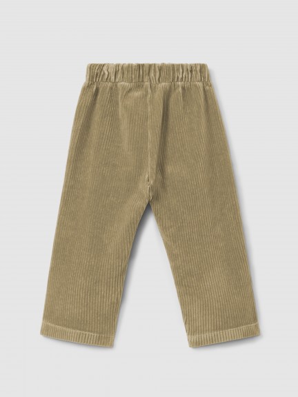 Calças pull-up wide leg tecido tipo bombazine com fita Calças pull-up wide leg tecido tipo bombazine com fita