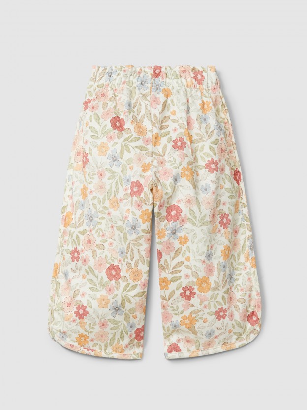 Cal�as pull-up wide leg estampado floral