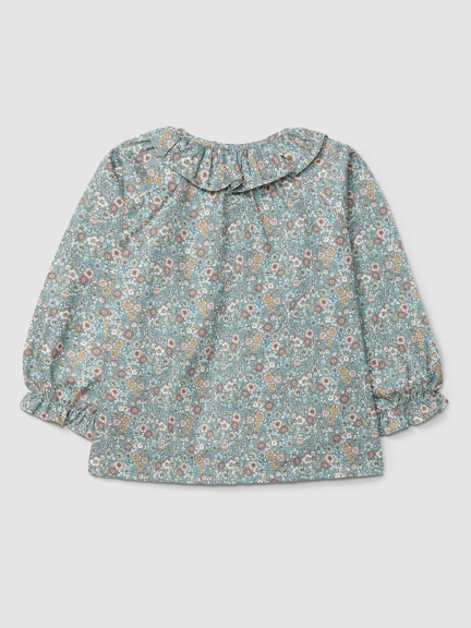 Blouse print with ruffled collar Blouse print with ruffled collar