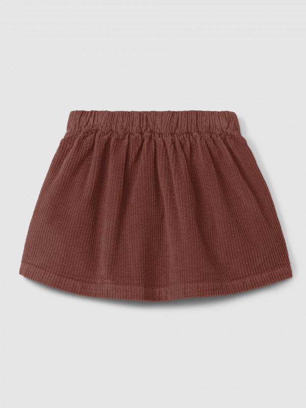 Pull-up corduroy skirt
