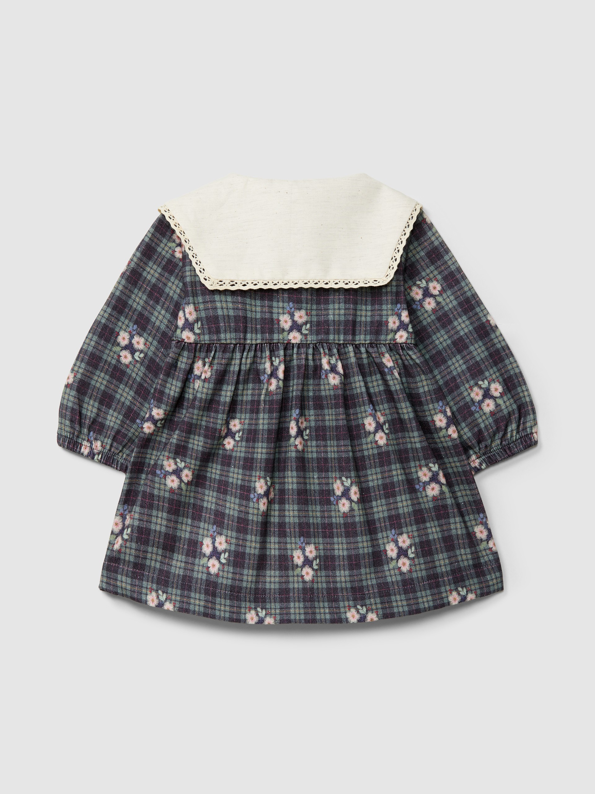 Vestido de flores con detalle de encaje en el cuello