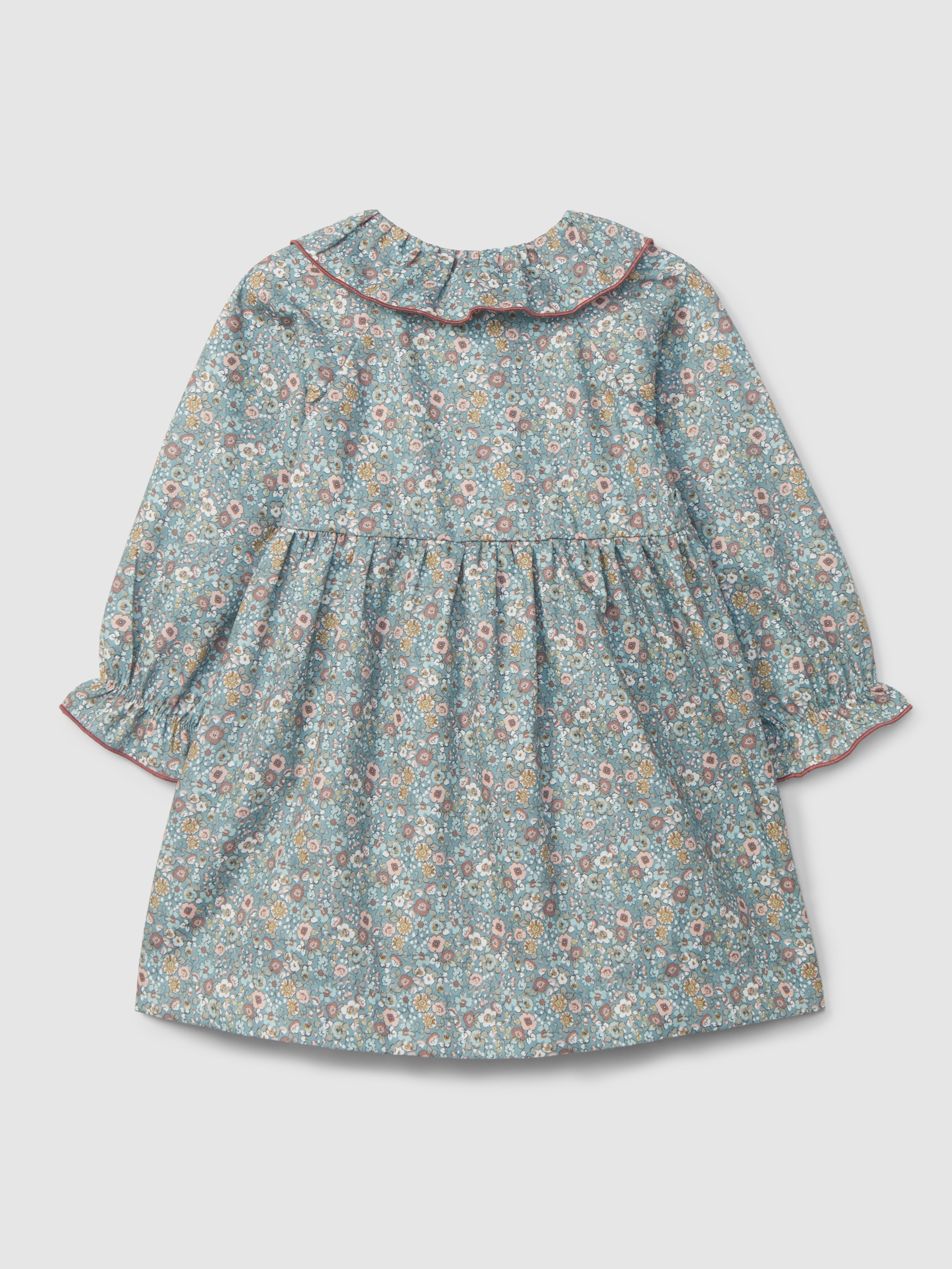 Dress flowers with ruffled collar