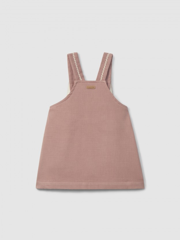 Pinafore dress with embroidered detail and rickrack