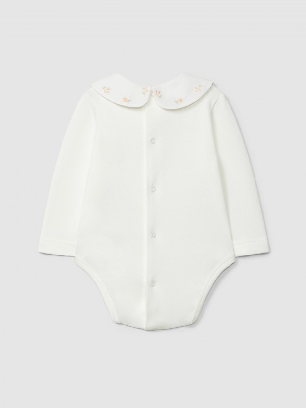 Bodysuit collar with embroidered delicate flowers Bodysuit collar with embroidered delicate flowers