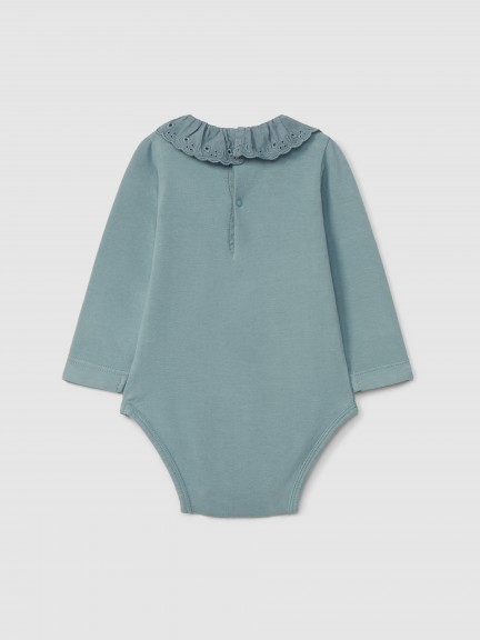 Bodysuit with ruffled collar English embroidery Bodysuit with ruffled collar English embroidery