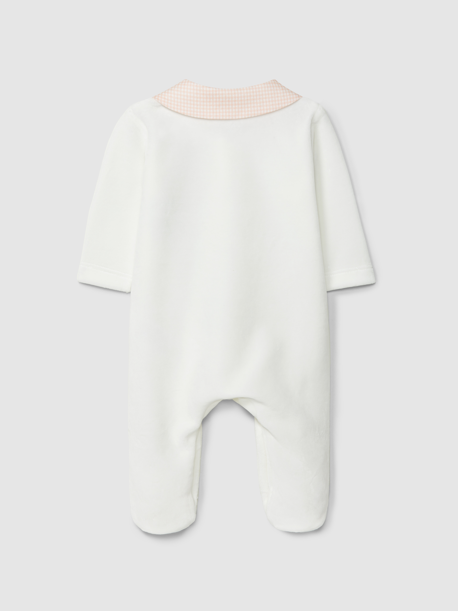 Babygrow em veludo xadrez vichy e esquilo
