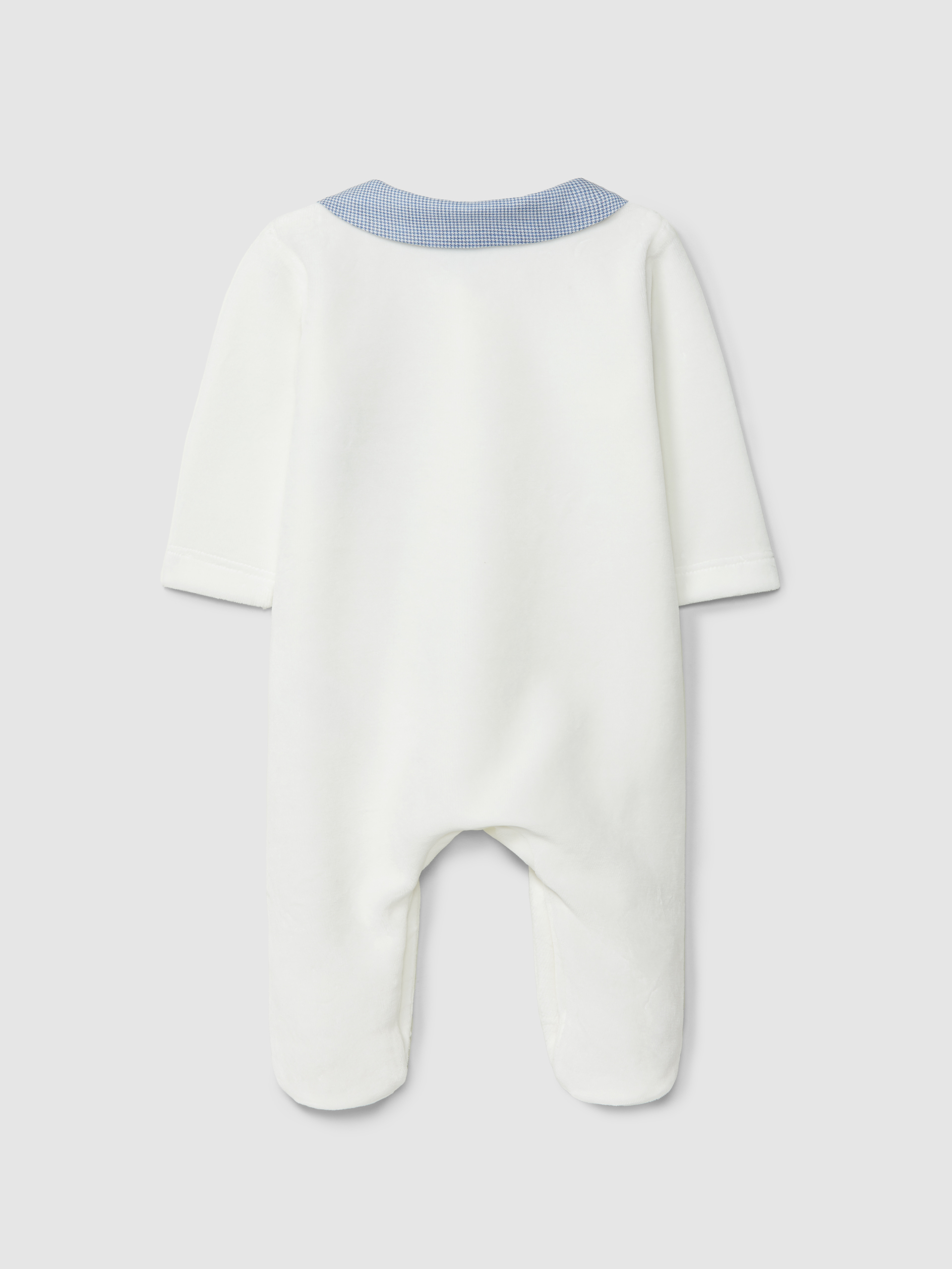 Babygrow em veludo xadrez vichy e esquilo