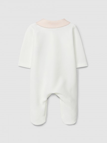 Babygrow em veludo xadrez vichy e esquilo Babygrow em veludo xadrez vichy e esquilo