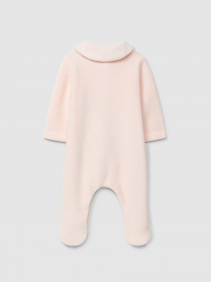 Fleece babygrow with decorative buttons Fleece babygrow with decorative buttons