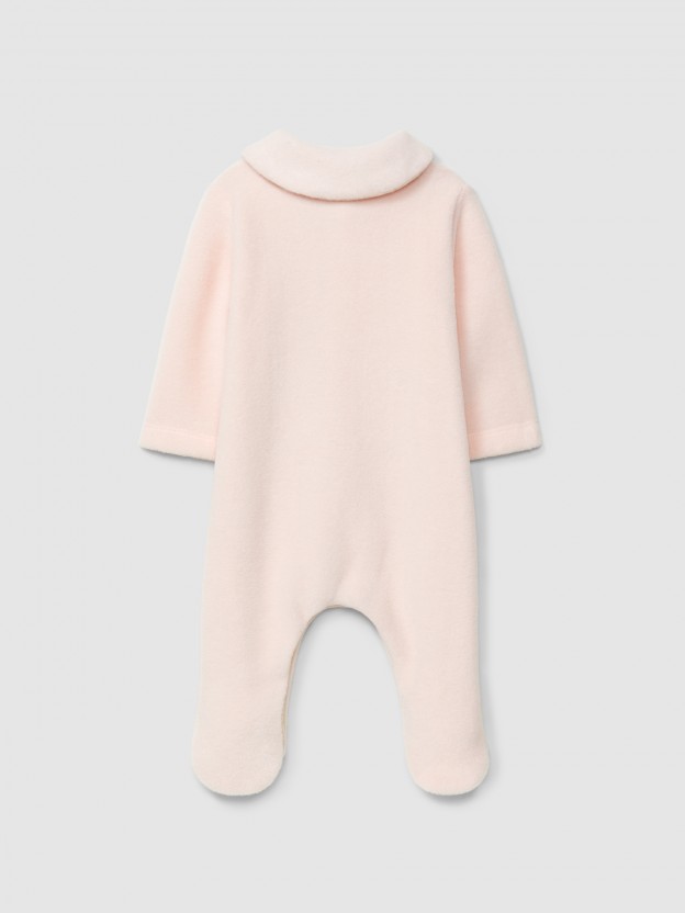 Fleece babygrow with decorative buttons Fleece babygrow with decorative buttons