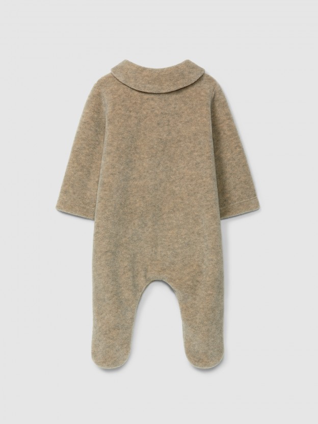Fleece babygrow with decorative buttons Fleece babygrow with decorative buttons