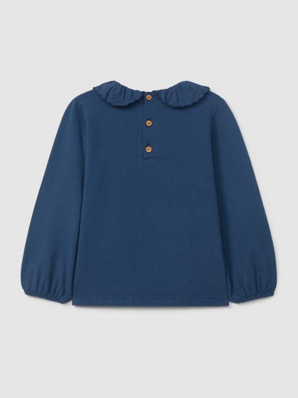 Cotton longsleeve with ruffled collar Cotton longsleeve with ruffled collar