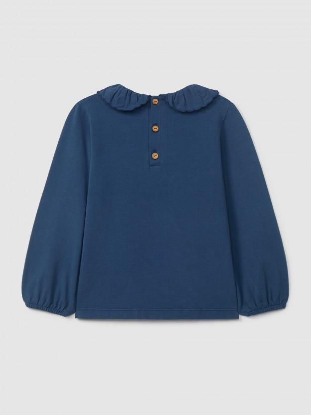 Cotton longsleeve with ruffled collar Cotton longsleeve with ruffled collar