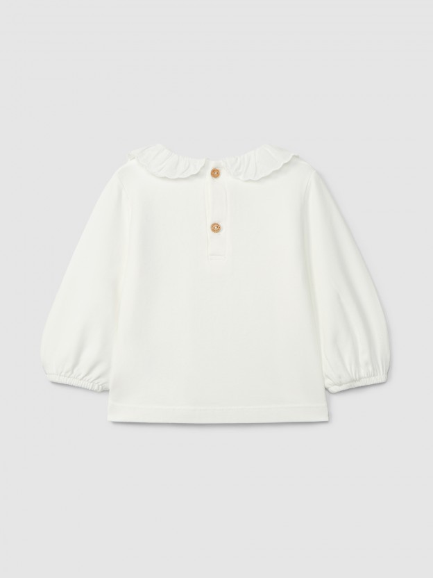 Cotton longsleeve with ruffled collar Cotton longsleeve with ruffled collar